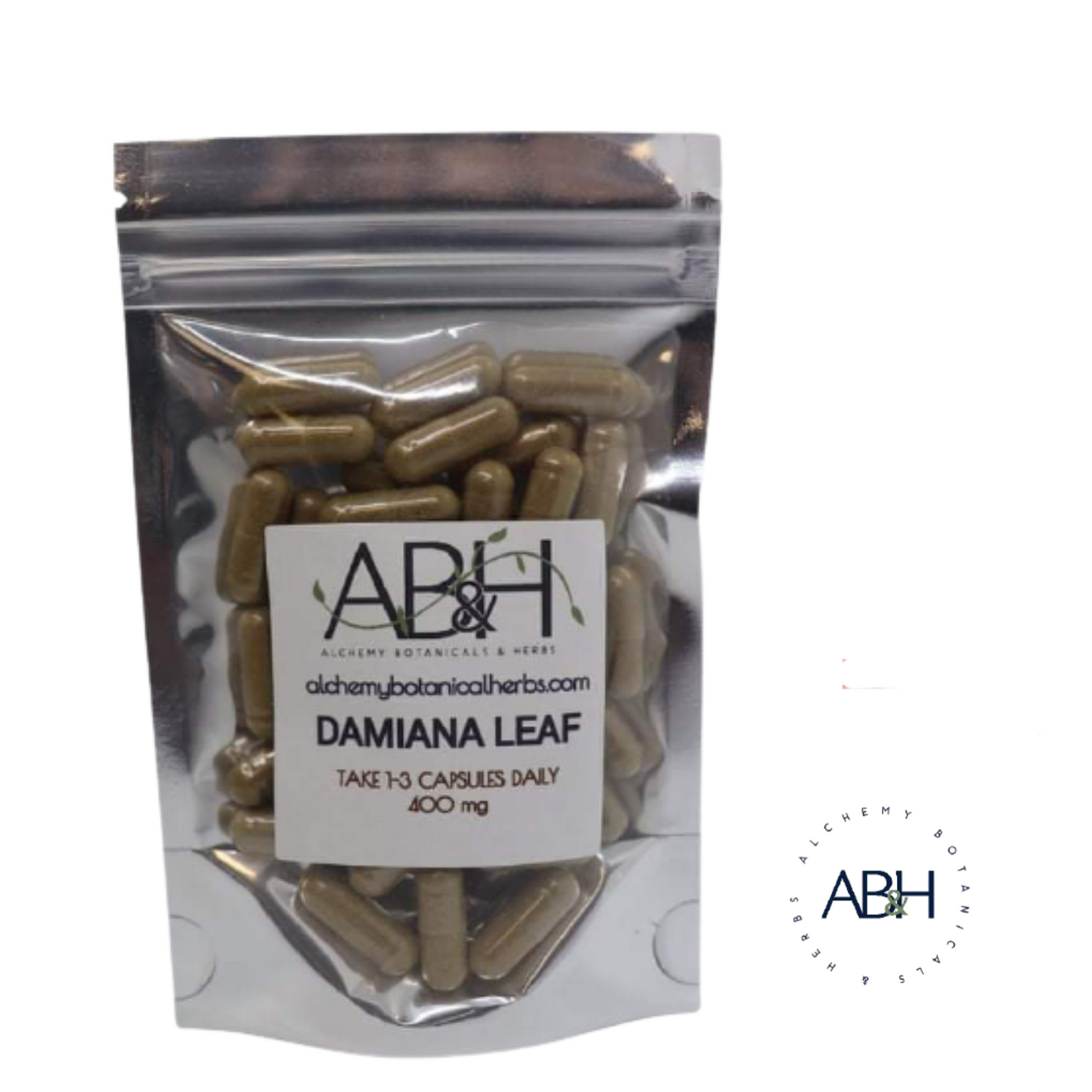 Damiana Capsules 100 Vegan Capsules, No additives Pure Organic - Alchemy Botanicals & Herbs Corp