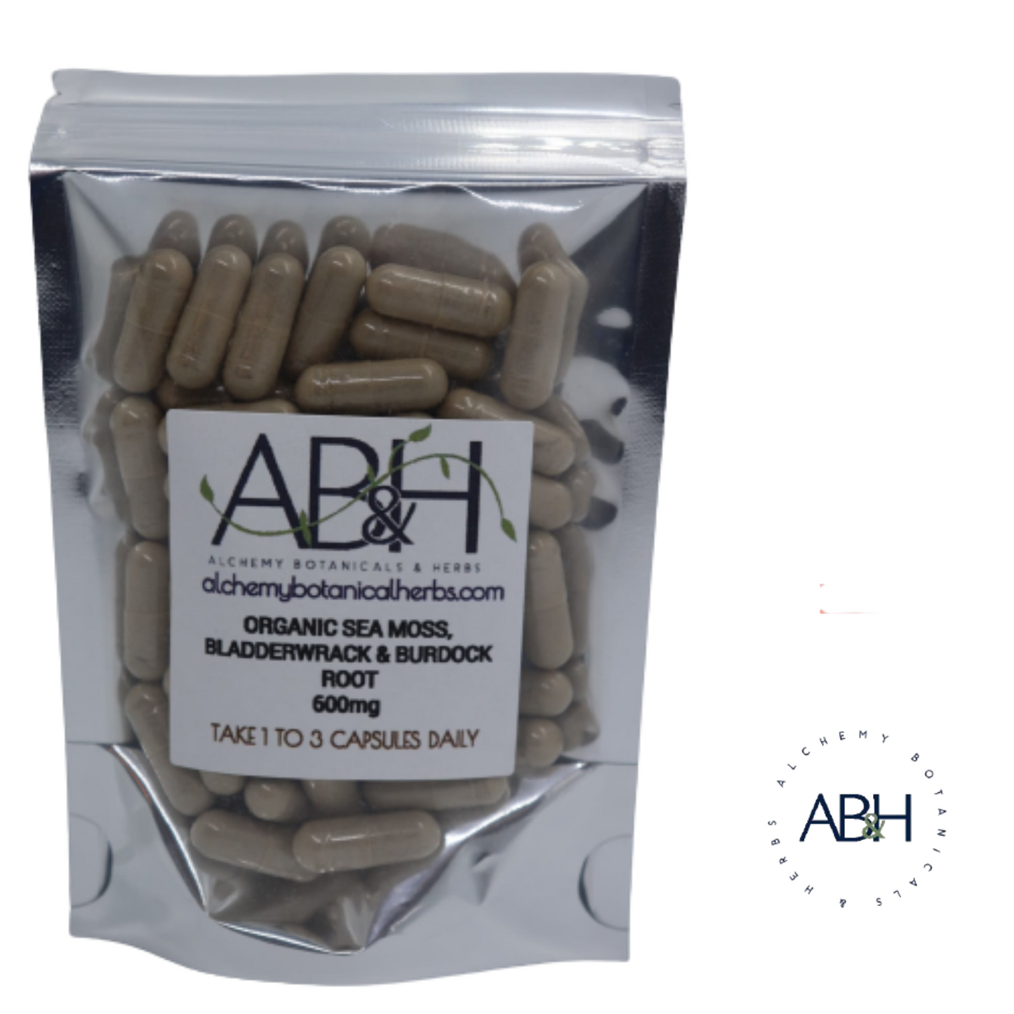 Organic Irish Moss/Sea Moss, Bladderwrack and Burdock Capsules Vegetarian Capsules - Alchemy Botanicals & Herbs Corp