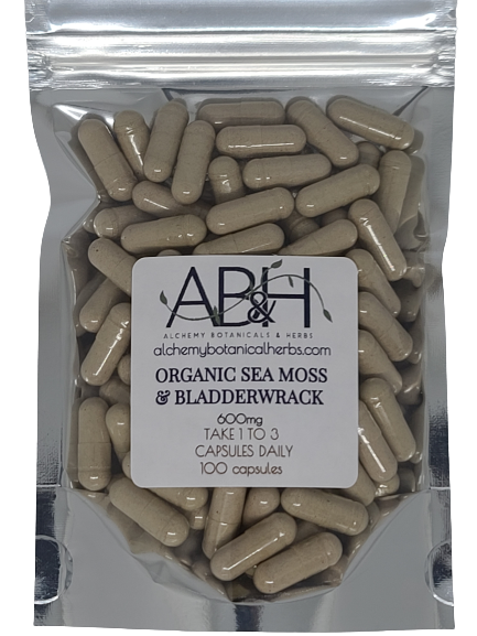 Organic Sea Moss & Bladderwrack Blend Capsules 100% Pure No Fillers - Alchemy Botanicals & Herbs Corp