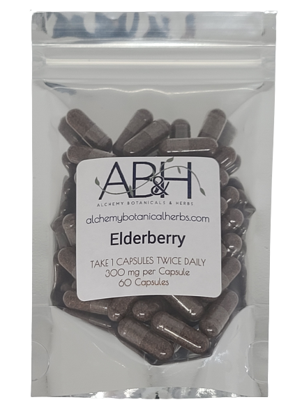 Organic Elderberry Powder Capsules - Alchemy Botanicals & Herbs Corp