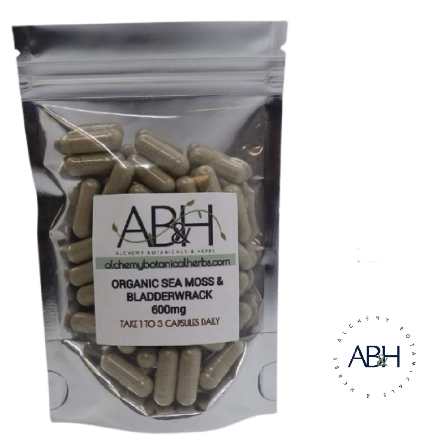 Organic Sea Moss & Bladderwrack Blend Capsules 100% Pure No Fillers - Alchemy Botanicals & Herbs Corp