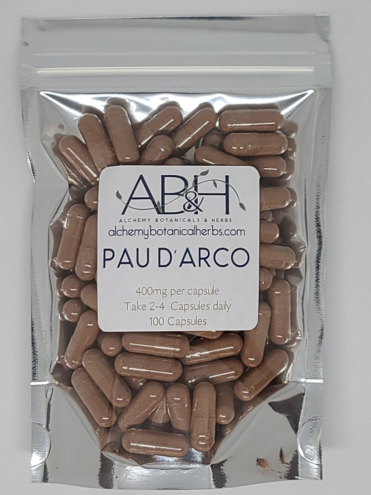 
                  
                    PAU D'ARCO CAPSULES 400mg 100 Capsules - Alchemy Botanicals & Herbs Corp
                  
                