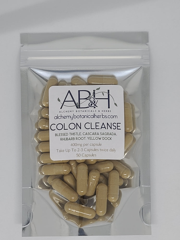 
                  
                    Colon Cleanse Blend Capsules 400mg 50 Capsules 100 Capsule Blessed Thistle, Cascara Sagrada, Rhubarb Root and Yellow Dock - Alchemy Botanicals & Herbs Corp
                  
                