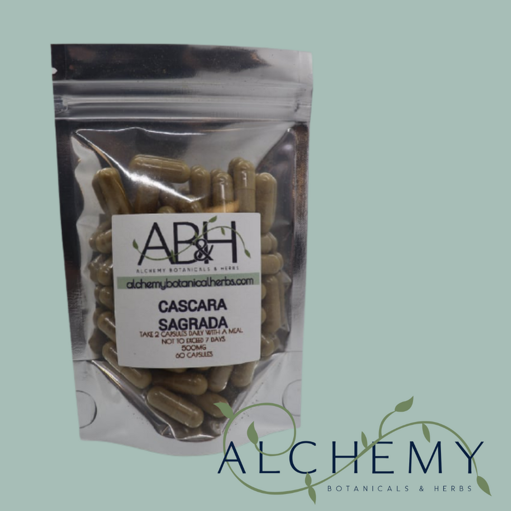 
                  
                    Organic Natural Cascara Sagrada Bark Powder Capsules - Alchemy Botanicals & Herbs Corp
                  
                