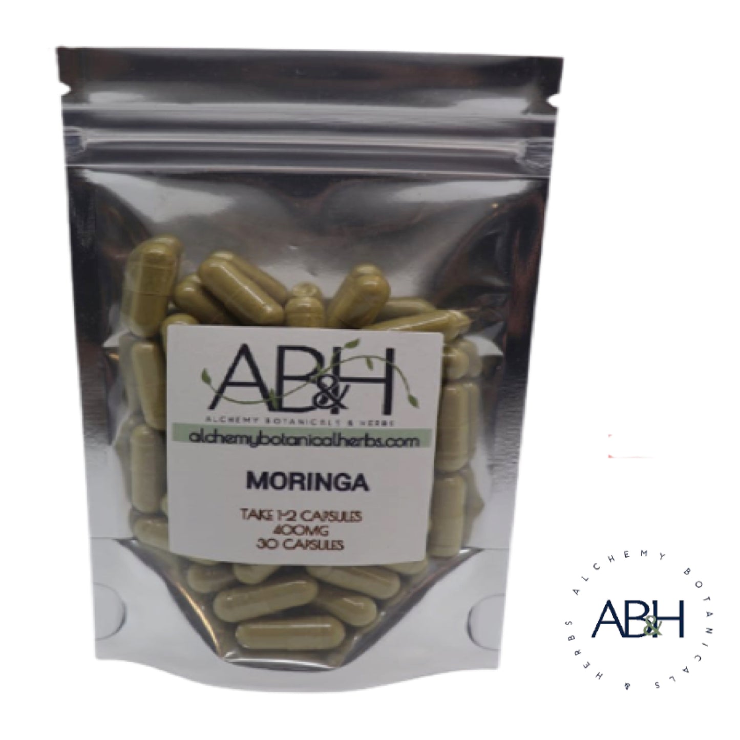 Organic Moringa Leaf Capsules Vegetarian 30 Capsules 1 month Supply Moringa Oleifera - Alchemy Botanicals & Herbs Corp
