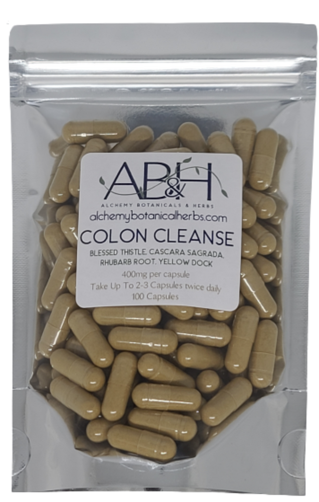 
                  
                    Colon Cleanse Blend Capsules 400mg 50 Capsules 100 Capsule Blessed Thistle, Cascara Sagrada, Rhubarb Root and Yellow Dock - Alchemy Botanicals & Herbs Corp
                  
                