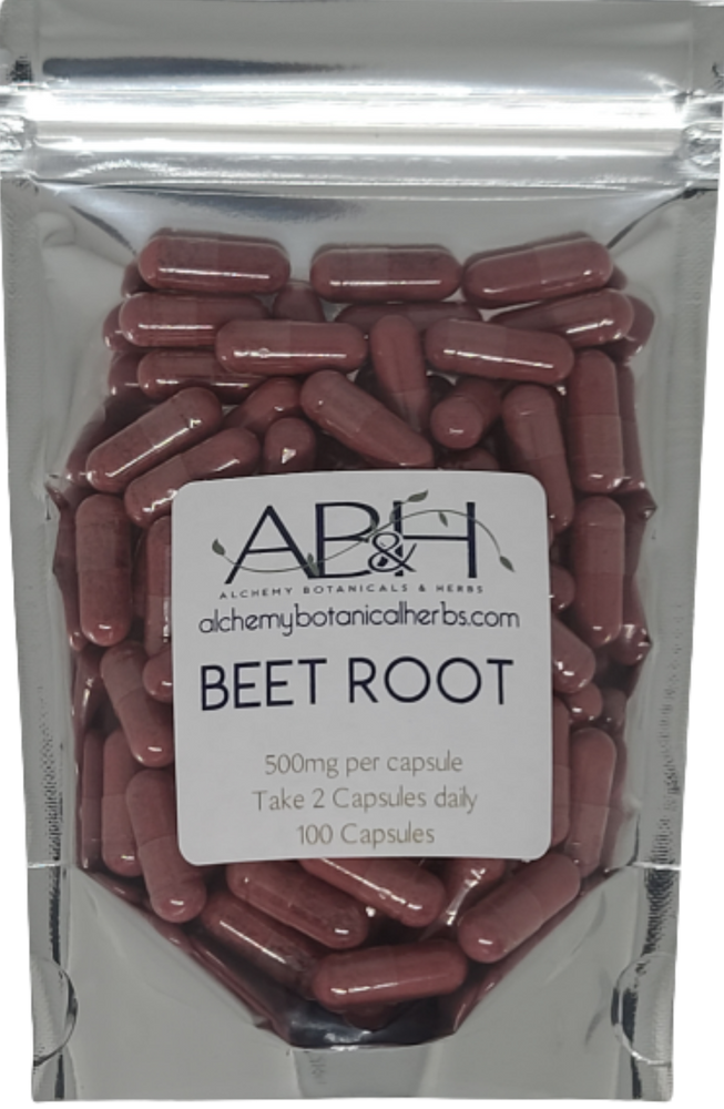 Beet Root Capsules 500mg 100 Capsules - Alchemy Botanicals & Herbs Corp