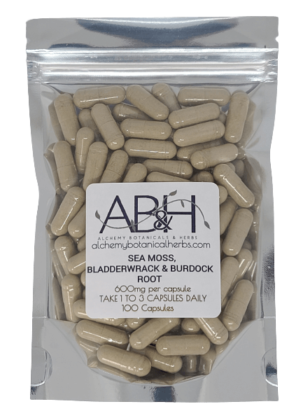Organic Irish Moss/Sea Moss, Bladderwrack and Burdock Capsules Vegetarian Capsules - Alchemy Botanicals & Herbs Corp