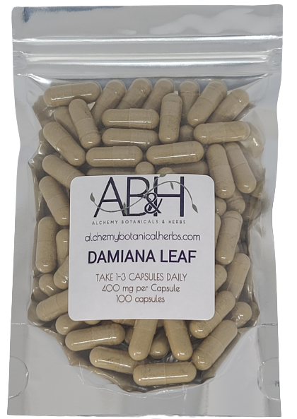 
                  
                    Damiana Capsules 100 Vegan Capsules, No additives Pure Organic - Alchemy Botanicals & Herbs Corp
                  
                