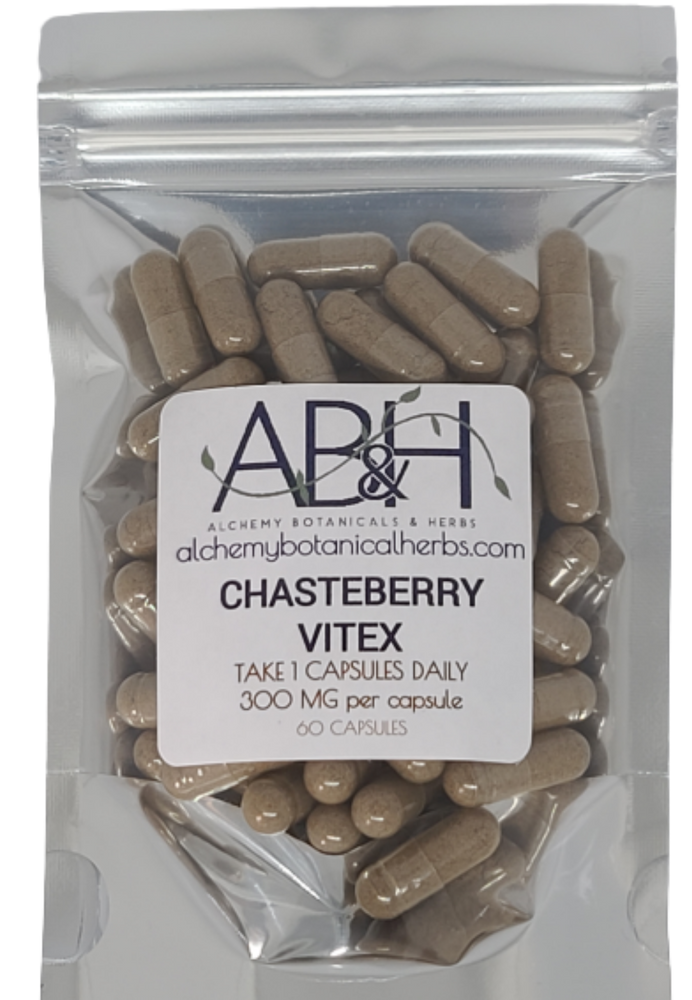 
                  
                    Chaste Tree Berry Capsules 60 Capsules Vitex 300mg - Alchemy Botanicals & Herbs Corp
                  
                