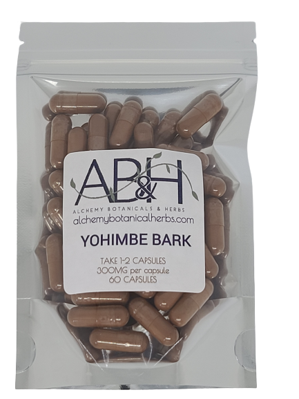 Yohimbe Root Capsules Size O Vegetarian Capsule - Alchemy Botanicals & Herbs Corp