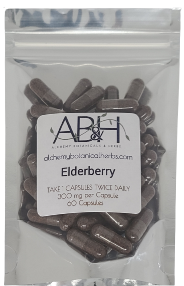 Organic Elderberry Powder Capsules - Alchemy Botanicals & Herbs Corp