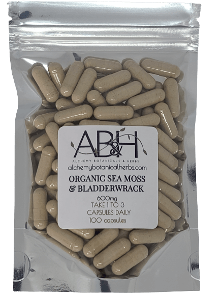 Organic Sea Moss & Bladderwrack Blend Capsules 100% Pure No Fillers - Alchemy Botanicals & Herbs Corp